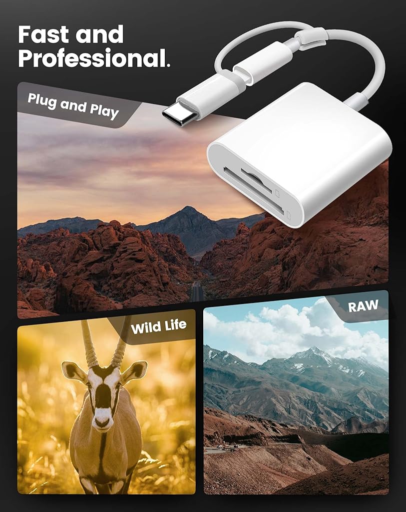 ZORBES® SD Card Reader for iPad, Lightening& USB-C Dual Connector Memory SD Card Adapter ZORBES® SD Card Reader for iPad, Lightening& USB-C Dual Connector Memory SD Card Adapter